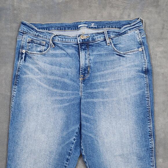 Old Navy Flare Ankle Jeans High Rise Size 14 Medium Wash Raw Hem Stretchy - Picture 5 of 10